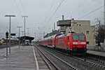 Einfahrt von 146 113-6  Baden Württemberg erfahren/Ortenaukreis  am 17.01.2015 mit einem RE (Basel Bad Bf - Offenburg) in Müllheim (Baden).