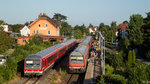 Großer Andrang herrschte am 21.07.2015 bei der Kreuzung von IRE 4222 und RB 22705 im Bf Langenargen.