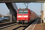 Zwischenhalt von der Freiburger 146 111-0  Baden Württemberg erfahren  am 13.03.2015 mit einem RE (Basel SBB - Offenburg) im Orschweierer Bahnhof.