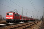 Einfahrt am 18.03.2015 von 111 060-0  1000 Jahre Gundelfingen  mit einer RB (Offenburg - Neuenburg (Baden)) in Orschweier.