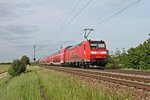 Nachschuss auf die Freibruger 146 112-8  Baden Württemberg erfahren  am 12.05.2015, als sie mit einem RE (Basel Bad Bf - Offenburg) bei Hügelheim in Richtung Freiburg fuhr.