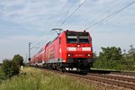 Am 13.05.2015 fuhr 146 109-4  Baden Württemberg erfahren/Lahr (Schwarzw.)  mit einem RE (Offenburg - Basel SBB) bei Hügelheim ihrem nächsten Zwischenhalt in Müllheim (Baden)