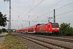 Nachschuss auf 146 109-4  Baden Württemberg erfahren/Lahr (Schwarzw) , welche am 10.08.2015 ihren RE (Basel Bad Bf - Offenburg) aus Müllheim (Baden) gen Buggingen schiebte.