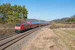 146 244 mit dem RE 4856 von München Hbf nach Nürnberg Hbf bei Kerschhofen, 22.03.2019