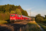 111 023 als RE 4864 (München Hbf - Nürnberg Hbf) bei Postbauer-Heng, 22.07.2019