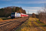 146 247  Vernetzt in die Zukunft  mit dem RE (München Hbf - Nürnberg Hbf) bei Postbauer-Heng, 29.12.2019