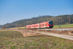 440 542 mit der RB (Würzburg Hbf - Treuchtlingen) bei Mitteldachstetten, 24.01.2020