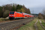 146 245 mit dem RE 4858 (München Hbf - Nürnberg Hbf) bei Postbauer-Heng, 02.03.2020