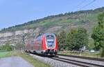 445 043 ist hier bei Thüngersheim als RE 54 nach Bamberg unterwegs am Dienstag den 14.9.2021  