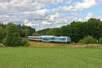 223 071 mit dem ALX 79854 (Hof Hbf - München Hbf) bei Oberteich, 11.07.2020