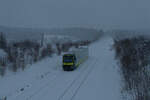 650 724 agilis als ag 84628 (Bad Steben - Bayreuth Hbf) bei Neusorg, 24.01.2021