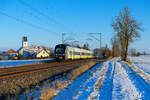 440 416 agilis als ag 84202 (Plattling - Neumarkt (Oberpf)) bei Moosham, 13.02.2021