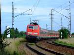 RB 32176 mit 111 169 nach Regensburg Hbf am 14.06.08 kurz nach Plattling.