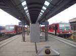 Zwei Triebzge am Hofer Hauptbahnhof, in Richtung Selb Stadt und Bad Steben.