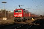 111 077-4 mit RE Stuttgart-Nrnberg am 25.01.2008 in Nrnberg-Stein.
