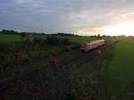 RE 3198 von Lindau nach Nrnberg am 14.09.2011 in der Nhe von Mellatz.