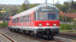 Ein Zweiteiliger RB von Saalfeld kommend fhrt am 4.Mai 2012 in Kronach auf Gleis 3 ein.