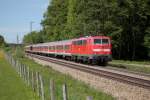 111 019-6 schiebt die RB von Salzburg nach Mnchen am B Vogel am 18.05.2012