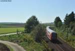 Im Streiflicht kam auch schon der Gegenzug geschoben von einer unbekannten 111er als RE 4254 von Mnchen Hbf nach Nrnberg Hbf, 29.08.2012