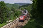 101 066 mit RE 4012 Mnchen-Nrnberg am 18.05.2013 bei Treuchtlingen.Wegen Bauarbeiten zwischen Ingolstadt und Petershausen wurden die sonst ber die Schnellfahrstrecke Nrnberg-Ingolstadt und weiter