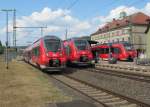 442 106-1, 442 275-4 und 442 273-9 treffen sich am 23. Juli 2013 im Bahnhof Kronach.