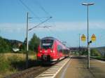442 108 erreicht am 21.August 2013 als RE nach Nrnberg den Bahnhof Stockheim(Oberfr).