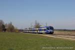 ET 307 (Bayerische Oberlandbahn GmbH) als M 79017 in Richtung Traunstein in Ostermünchen, 28.