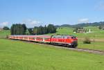 218 472 am 15.09.2014 mit RE 57508 von München nach Füssen bei Hopferau (Datum ergänzt).