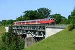 Der an Wochenenden verkehrende  Radlzug  RE 57392 von München nach Lindau war die letzte verbleibende Möglichkeit, 218-er in DB Regio Diensten auf dem Südast der KBS 970 zu erleben.