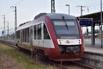 HANSeatische Eisenbahn GmbH, Putlitz mit ihrem Coradia Lint 27 Zug  640 122-7  (NVR:  95 80 0640 122-7 D-HANS ) als RB34 nach Rathenow abfahrbereit am 21.02.24 Bahnhof Stendal Hbf.