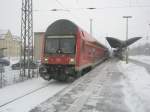 Hier ein RE3 von Elsterwerder nach Schwedt/Oder Hbf., bei der Einfahrt am 30.1.2010 in Angermnde.