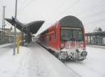 Hier ein RE3 von Schwedt/Oder nach Wnsdorf-Waldstadt, bei der Ausfahrt am 1.2.2010 aus Angermnde.