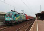 Am 24.Juni 2013 verließ 182 013 mit einem RE den Bahnhof Guben in Richtung Cottbus.