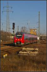 DB 442 335 am 07.01.2014 als RE7 zum Endhalt in Berlin Schnefeld Flughafen. Der Triebzug fuhr leer nach B.-Lichtenberg in die Abstellung