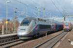 TGV 4707 & RE70 @ Riedstadt-Goddelau am 15 Januar 2017.