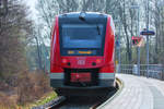 Ueckermünder Stadthafen mit abfahrenden DB Lint 41 bei Gegenlicht mit Spiegelbild. - 01.04.2017