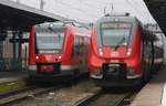 Neubrandenburg am 07.03.2016 - RE5 und RE4 - DB 442 350 und 623 530