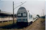 Eine im August 1998 noch verkehrende Doppelstockregionalbahn Bergen/Rgen-Binz legte auf der eingleisigen Strecke Lietzow-Binz in  Prora einen Kreuzungshalt ein.