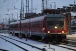 928/628 als RE von Rostock Hbf nach Szczecin Glowny bei der Einfahrt im Rostocker Hbf.das Doppel-Gespann ging dann ins BW zurck 11.02.2012