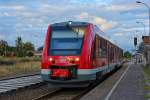 Der auf dem Bahnhof Torgelow stehende Triebwagen der BR 623 löst den in die Jahre gekommenen Triebwagen der BR 628 auf der Strecke Bützow-Ueckermünde ab. - 06.09.2015