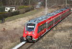 442 341 als RB12(RB 13260)von Ribnitz-Damgarten West nach Rostock Hbf bei der Einfahrt im Haltepunkt Rostock-Kassebohm.03.03.2017