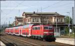 Der RE4858 nach Aachen mit Schublok 111 125 bei der Einfahrt in Dren Hbf 22.8.09