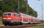 Aus dem Archiv: 111 012 mit dem RE9 nach Aachen am 22.8.09 bei der Einfahrt in Stolberg Hbf