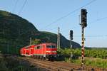 DB Regio 111 127 schiebt RB 81  Moseltalbahn  Trier Hbf - Koblenz Hbf (Winningen/Mosel, 20.07.13).