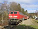 DB 218 408-3 mit der RB 12636 aus Boppard Hbf, im Bf Emmelshausen; 02.04.2010