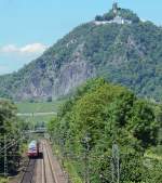 RB nach Koblenz bei Bad Honnef - rechts im Hintergrund der Drachenfels - 01.07.2014