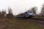 429 112 ist bei diesigem Wetter als RE (SÜWEX) nach Koblenz unterwegs und durchfährt den ehemaligen Bahnhof Beckingen Saar. Bahnstrecke 3230 Saarbrücken - Karthaus am 17.12.2016