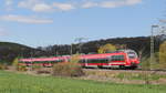  Hamster - Garnitur geführt von 442 617 als RE 50 (16517) Leipzig - Dresden; kurz vor Niederau, 26.04.2021  