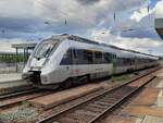 DB S-Bahn Mitteldeutschland 1442 202 als RE 4839 von Halle (S) Hbf nach Jena-Göschwitz, am 04.08.2021 in Naumburg (S) Hbf. Über den Zaun fotografiert.