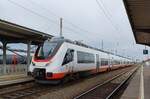 Abellio 6442 413 (94 80 6442 413-8 D-BTH) als RB 74664 von Halle (S) Hbf nach Saalfeld (S), am 16.02.2024 beim Halt in Großkorbetha.